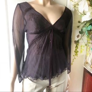Bebe 100% Silk Boho Chic Blouse